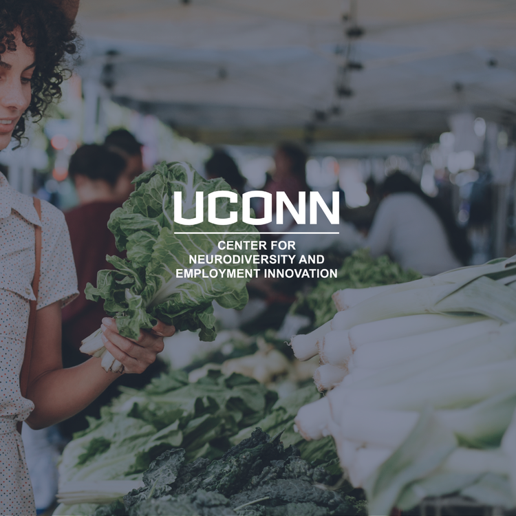 Uconn Neurodiversity Logo with produce section background